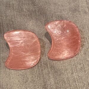 Vintage Pink Crescent Earrings Pearlized Lightweight 1”